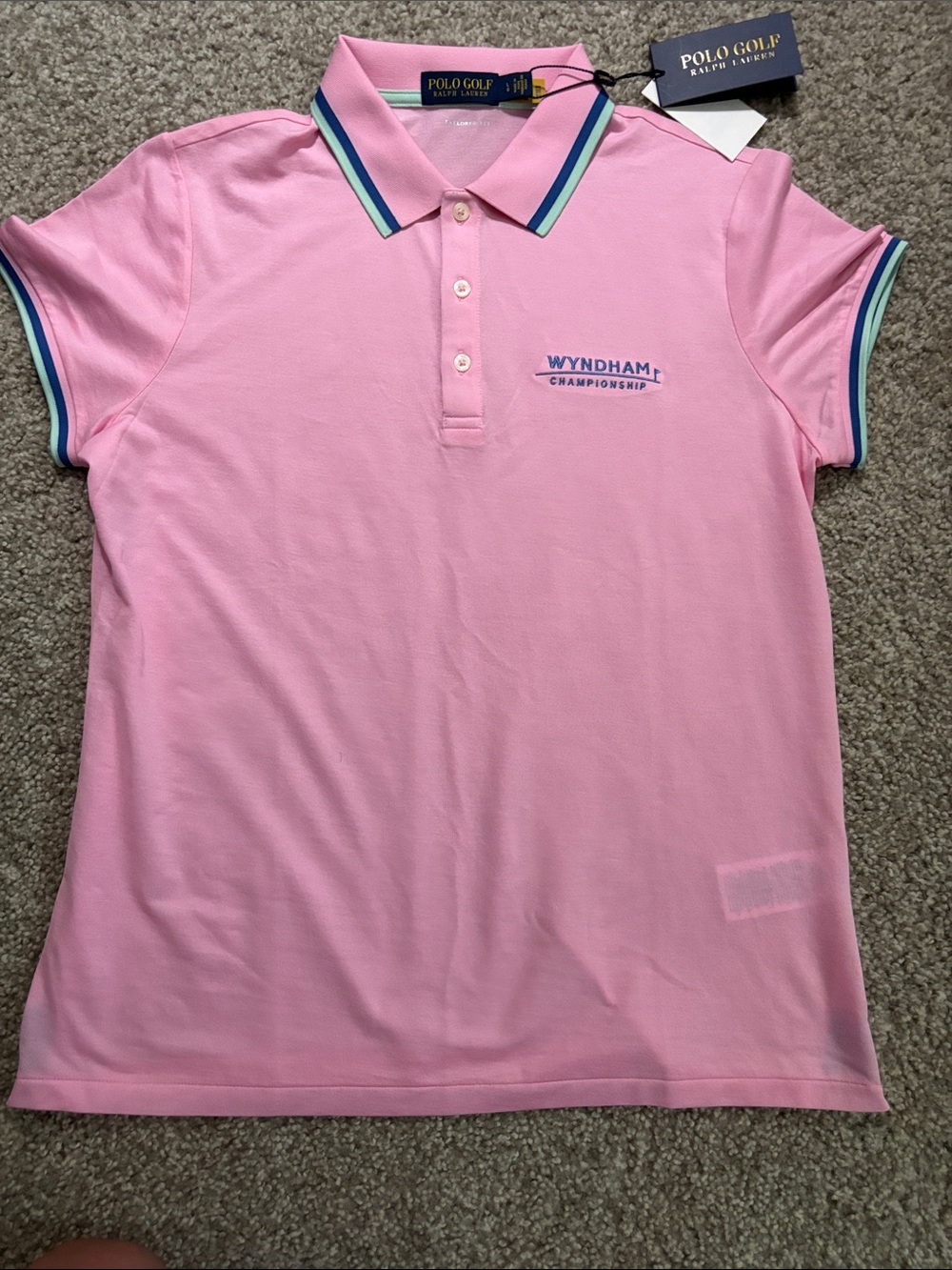NWT Polo by Ralph Lauren Pink Wyndham Championship Golf shirt size large